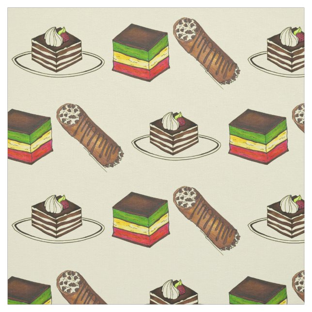 Italian Bakery Pastry Tiramisu Flag Cookie Cannoli Fabric (Swatch)