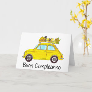 Italian Birthday Retro Fiat 500 Card