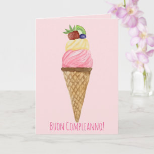 Italian Birthday Watercolor Ice Cream Card