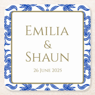Italian Blue and White Personalised Coasters