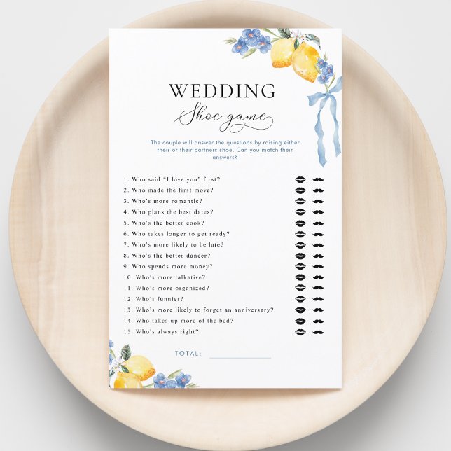 Italian Blue Bow & Lemons Bridal Wedding Shoe Game (Creator Uploaded)