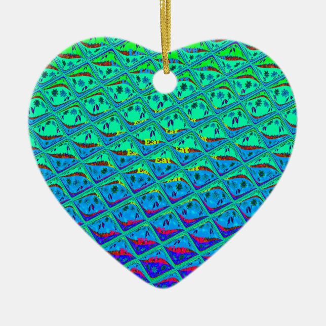 Italian Blue Mermaid Motif Art Print Ceramic Tree Decoration (Front)