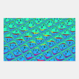 Italian Blue Mermaid Motif Art Print Rectangular Sticker