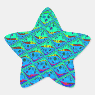 Italian Blue Mermaid Motif Art Print Star Sticker