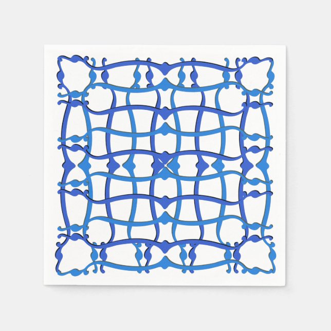 Italian blue ornament party villa napkin (Front)