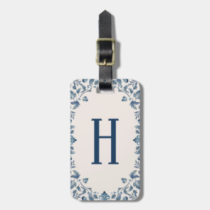 Italian Blue Painted Florals Luggage Tag