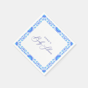Italian Blue Tile Baby Shower Minimalist Napkin
