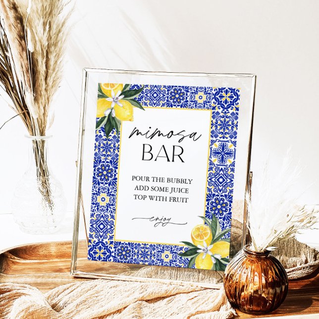 Italian Blue Tile Bridal Shower Mimosa Bar Sign (Creator Uploaded)