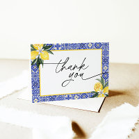 Italian Blue Tile Bridal Shower Thank You Card
