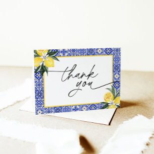 Italian Blue Tile Bridal Shower Thank You Card