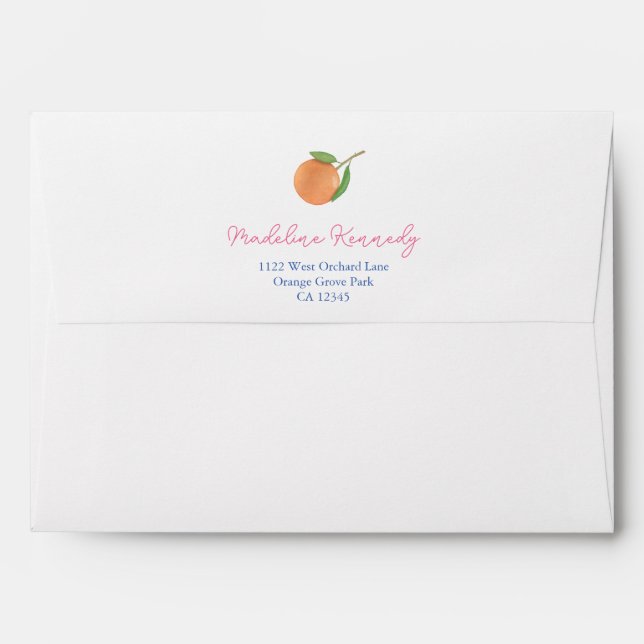 Italian Blue Tile Citrus Amore Bridal Shower Envelope (Back (Top Flap))