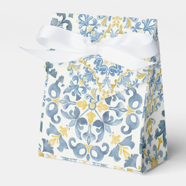 Italian Blue Tile Lemon Favour Box (Front Side)