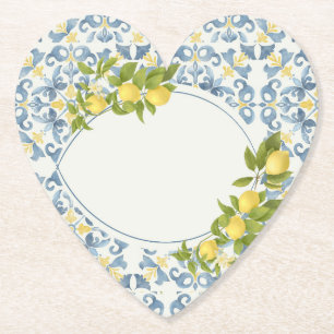 Italian Blue Tile Lemon Paper Coaster