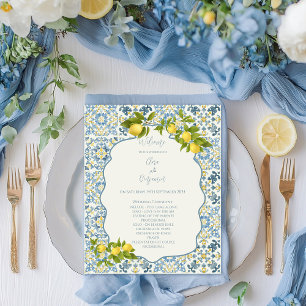 Italian Blue Tile Lemon Wedding Ceremony Program