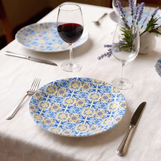 Italian Blue Tile Mamma Mia Paper Plate (Creator Uploaded)