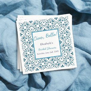 Italian Blue Tiles Ciao Bella Bridal Shower Napkin