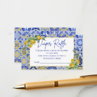 Italian Blue Tiles Lemon Citrus Diaper Raffle Game