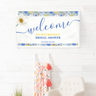 Italian Blue Tiles Welcome Bridal Shower Banner