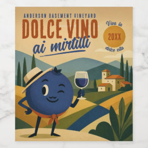 Italian blueberry blueberries homemade cordial wine label