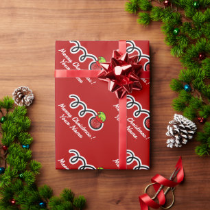 Italian bocce ball with Elf hat custom Christmas Wrapping Paper