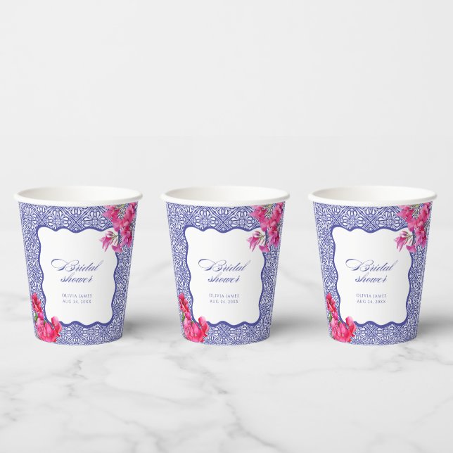 Italian bougainvillea bridal shower paper cups (Multi)