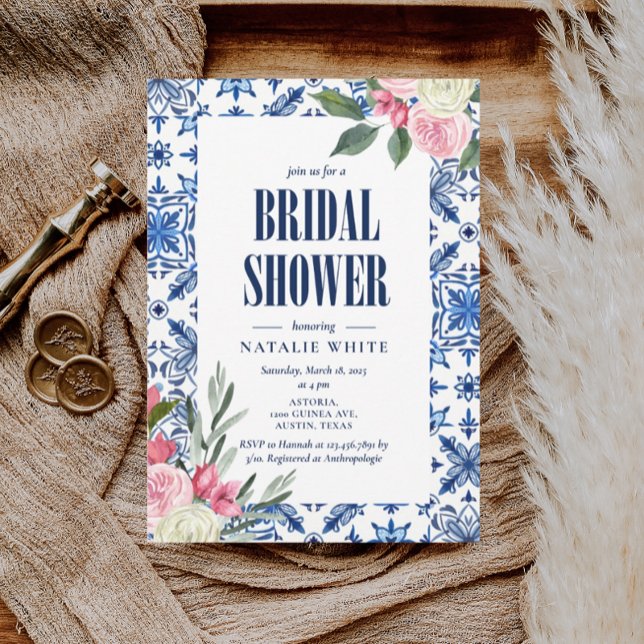 Italian Bougainvillea Mediterranean Bridal Shower Invitation (Creator Uploaded)