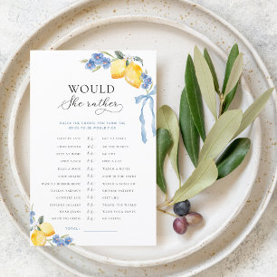 Italian Bow & Lemons Bridal Would She Rather Game