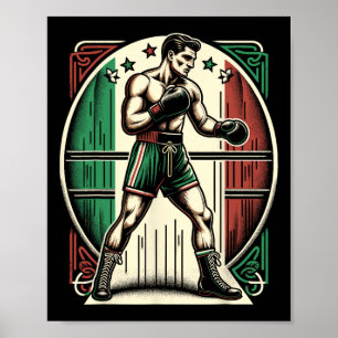 Italian Boxer - Vintage Boxing Flag Italy  Poster