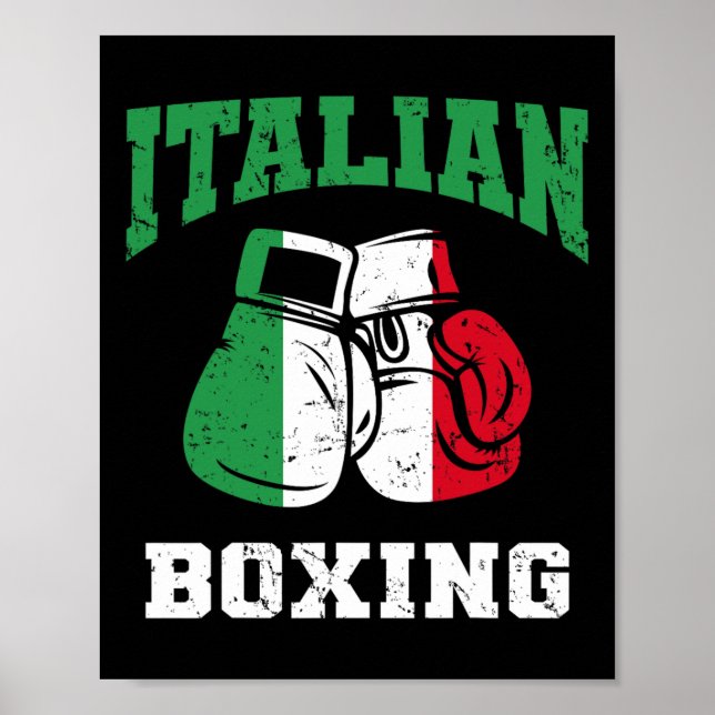 Italian Boxing Gloves Italy Flag Boxing Team Itali Poster (Front)