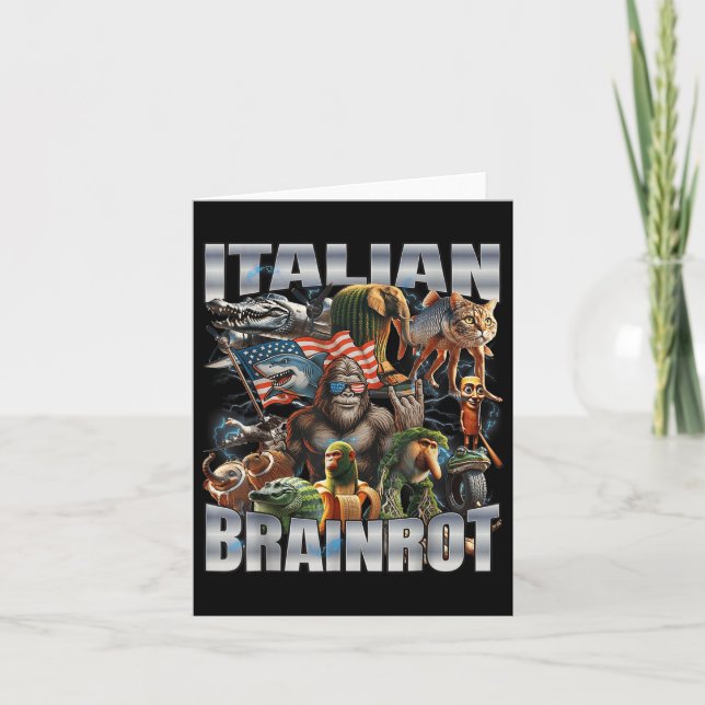 Italian Brainrot Big Meme 4th Of July Flag Foot  Card (Front)