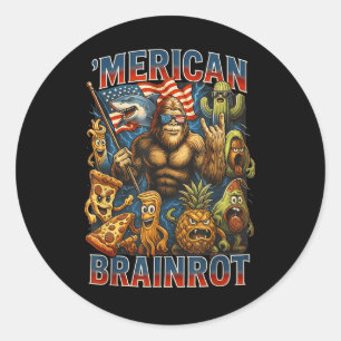 Italian Brainrot Big Meme 4th Of July Flag Foot  Classic Round Sticker
