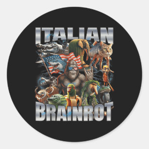 Italian Brainrot Big Meme 4th Of July Flag Foot  Classic Round Sticker
