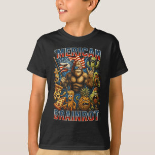Italian Brainrot Big Meme 4th Of July Flag Foot T-Shirt