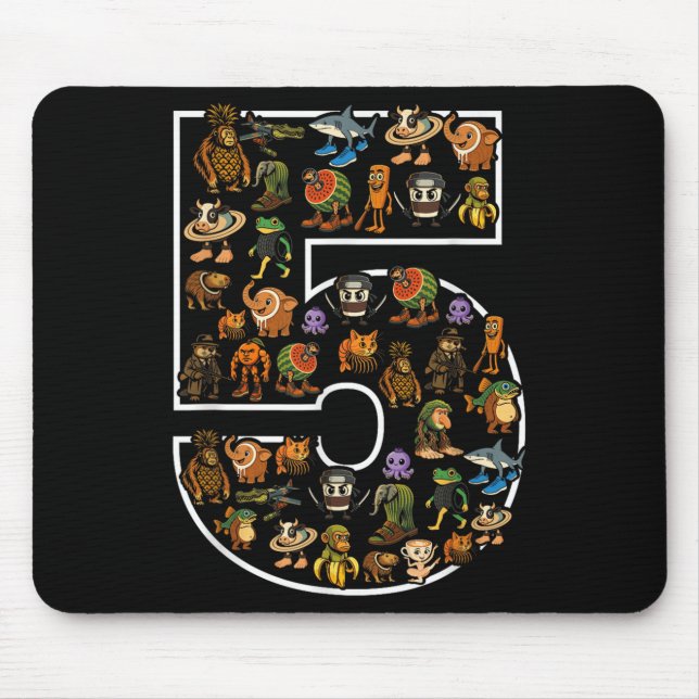 Italian Brainrot Birthday 5 Age Meme 5th Kids Boys Mouse Pad (Front)