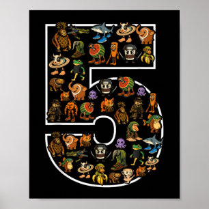 Italian Brainrot Birthday 5 Age Meme 5th Kids Boys Poster