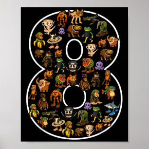 Italian Brainrot Birthday 8 Age Meme 8th Kids Boys Poster