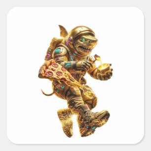 Italian Brainrot Chaos – Tralalero Tralala Gold Square Sticker