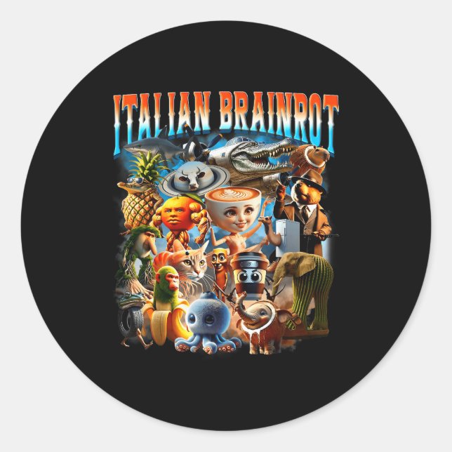 Italian Brainrot Characters Funny Meme Pular Trend Classic Round Sticker (Front)