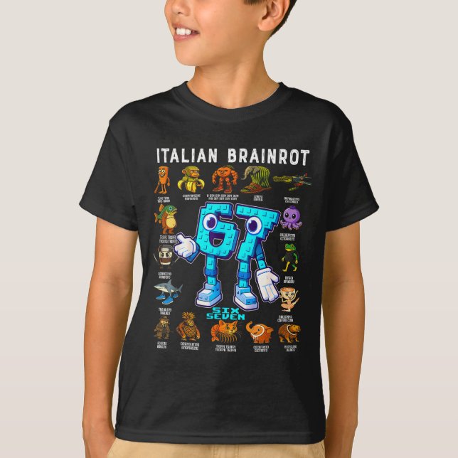 Italian Brainrot Funny 67 Meme Birthday Decoration T-Shirt (Front)