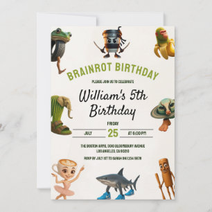 Italian Brainrot Funny Meme Kids 5th Birthday Invitation