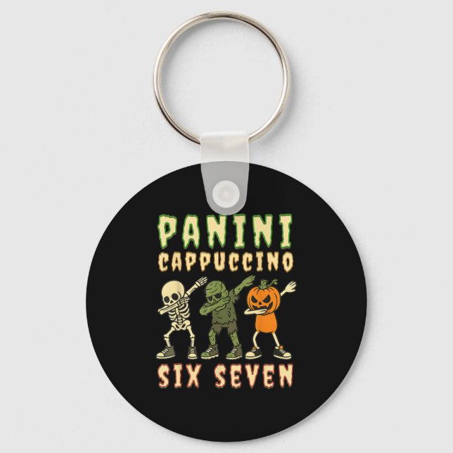 Italian Brainrot Halloween Panini Cappuccino Six S Key Ring (Front)