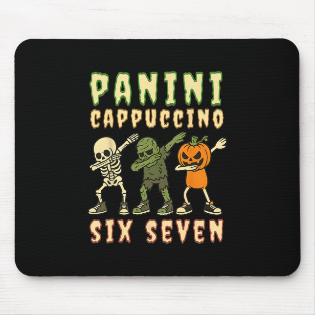 Italian Brainrot Halloween Panini Cappuccino Six S Mouse Pad (Front)