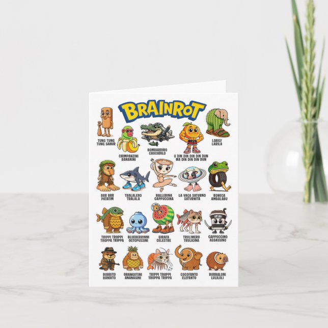 Italian Brainrot Meme Characters About Absurd Humo Card (Front)