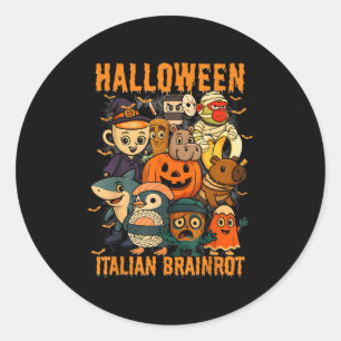 Italian Brainrot Meme Characters Halloween Costume Classic Round Sticker
