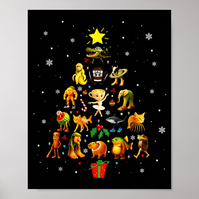 Italian Brainrot Meme Christmas Tree Brain Rot Xma Poster (Front)