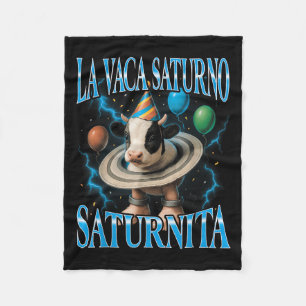 Italian Brainrot Meme La Vaca Saturno Saturnita Bi Fleece Blanket