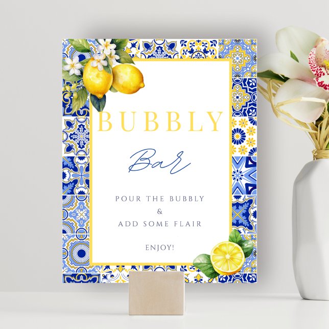 Italian Bridal Shower Bubbly Bar Sign Poster (Italian Bridal Shower Bubbly Bar Sign Poster)