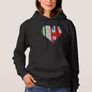 Italian British Flag Heart Hoodie