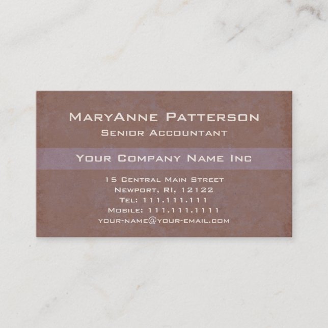 Italian Bronze Elegant Accountant's Professional Business Card (Front)