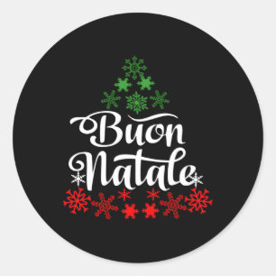 Italian Buon Natale Snowflake Italy Tree Classic Round Sticker